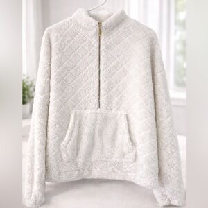 No Boundaries Cream Sherpa Fleece Quarter Zip Pullover Large 11-13 Cozy